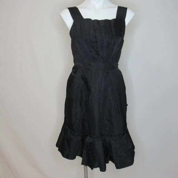 Marc Jacobs Black Linen Silk with Ruffles Cocktail Dress New NWT Women's 8 - Picture 5 of 10
